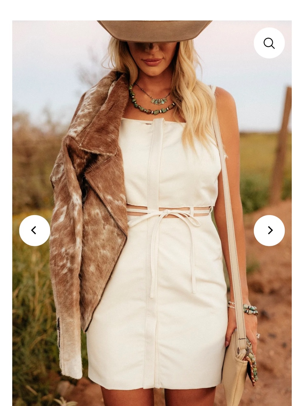 Sleeveless Cream Tie-Detail Mini Dress